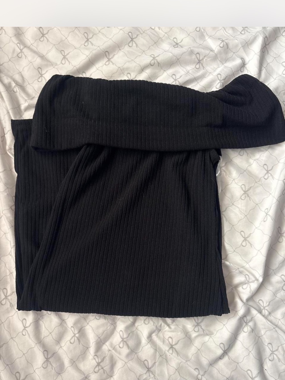 RSQ Black Ribbed Off-Shoulder Tunic